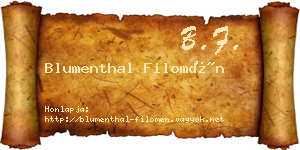 Blumenthal Filomén névjegykártya